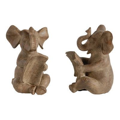 Set of 2, 4.3x4x6" Elephant Bookends