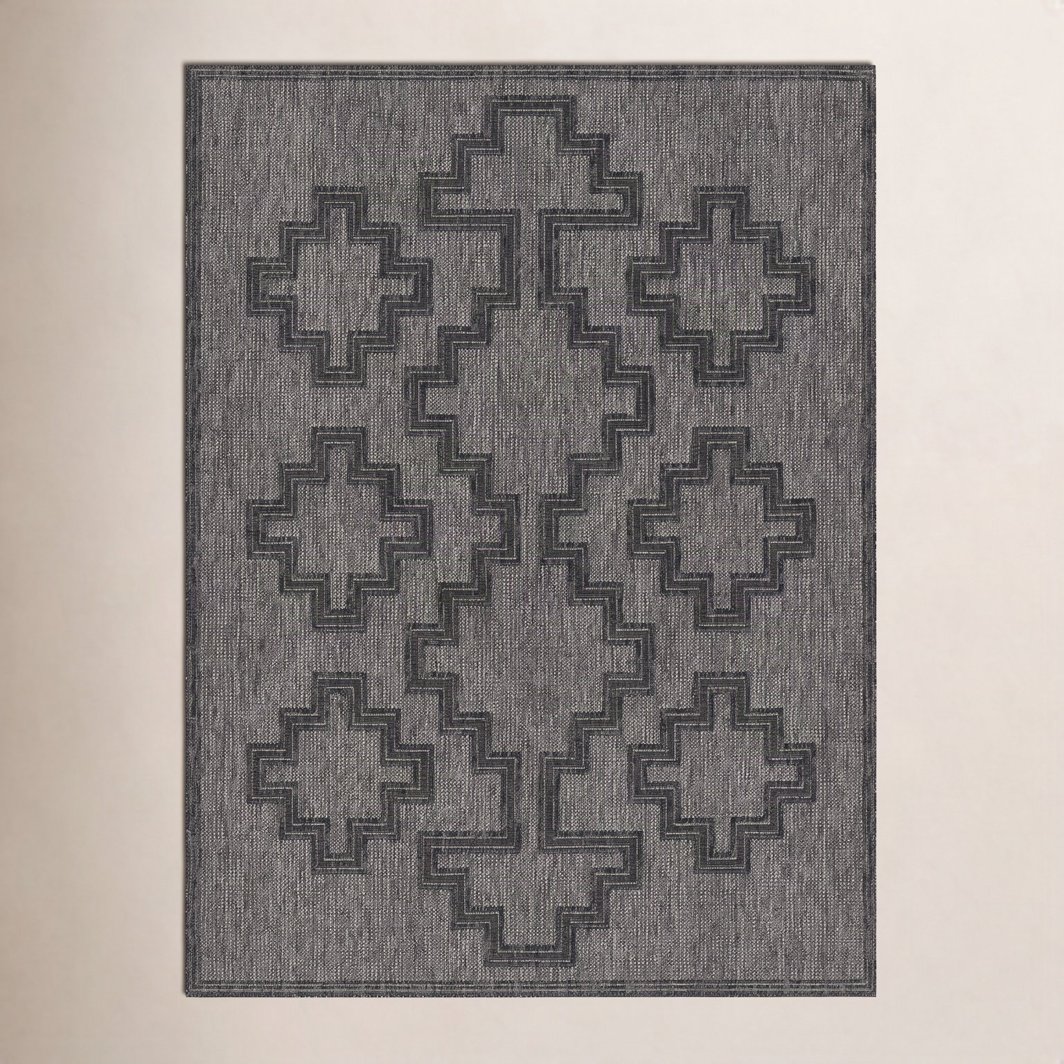 Ava Charcoal Moroccan Outdoor Rug, Rectangle 9' x 12'