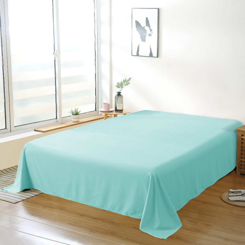Drap plat en microfibre , Bleu turquoise, Drap plat de taille double