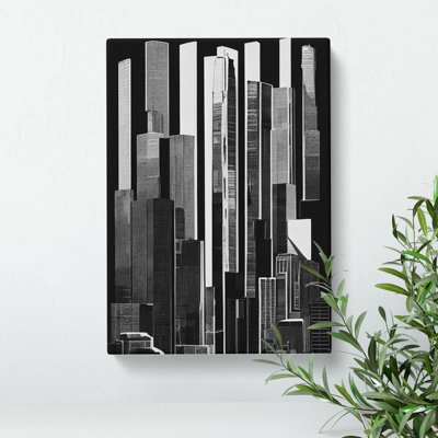 Monochrome City Skyline Abstract No.4 - Wall Art