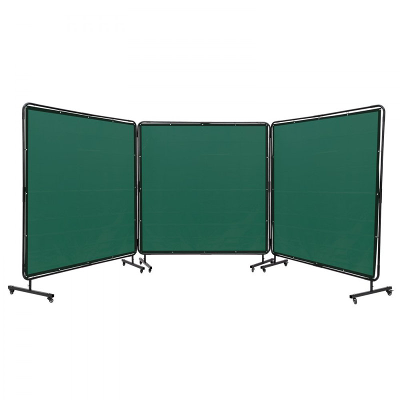 Welding Screen with Frame, 6' 3 Panel Welding Curtain Screens, Flame-Resistant Vinyl Welding Protection Screen on 12 Swivel Wheels (6 Lockable), Moveable & Professional for Workshop
