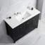 Meuble-lavabo noir de 48 po avec 4 portes coulissantes et 2 tiroirs, structure en bois massif, fabrication en douceur, fermeture en douceur pour une utilisation silencieuse, meuble-lavabo à conception polyvalente et intemporelle, rangement à tiroirs, matériau,