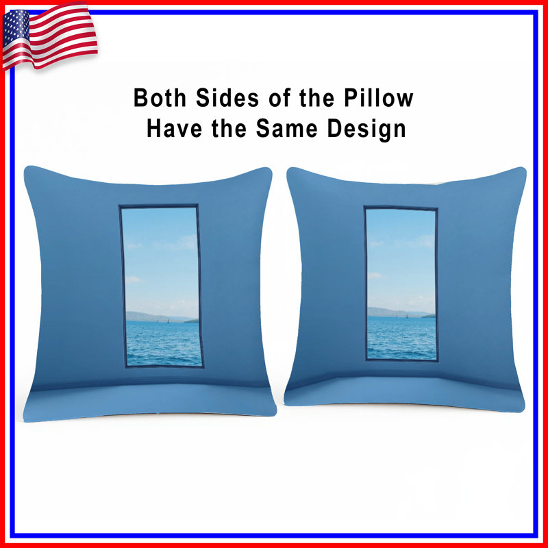 Ocean View Window Double Sided Throw Pillows, 20 x 20 inches