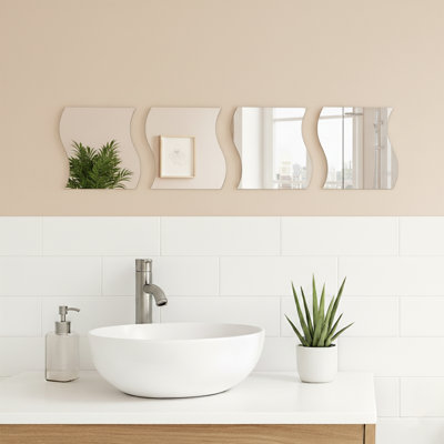 Ensemble de 4 petits miroirs adhésifs modernes et contemporains sans cadre