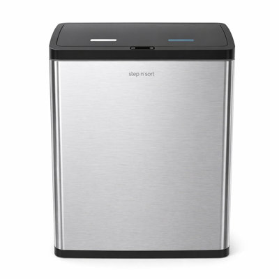 Step N' Sort 60L Touchless Dual Recycling Bin with Motion Sensor, 2 x 30L Removable Buckets