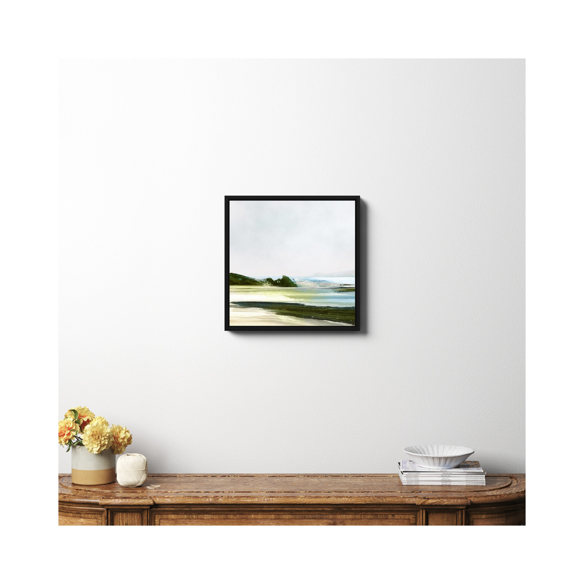 Padstow, No, 20" H x 20" W x 2" D, Black Framed Canvas