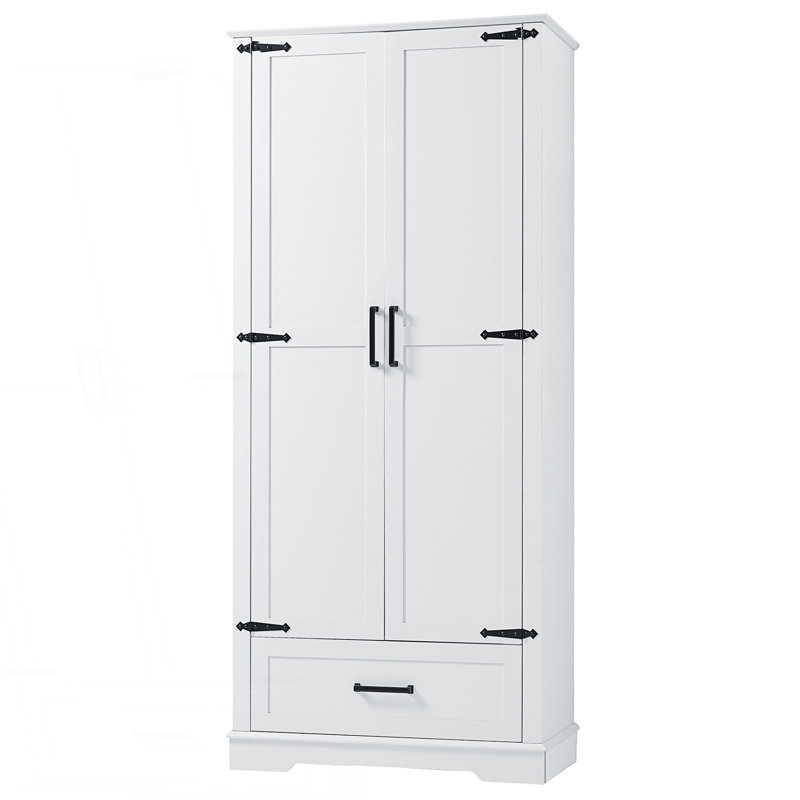 Armoire de rangement haute pour salle de bain, armoire avec deux portes et un tiroir