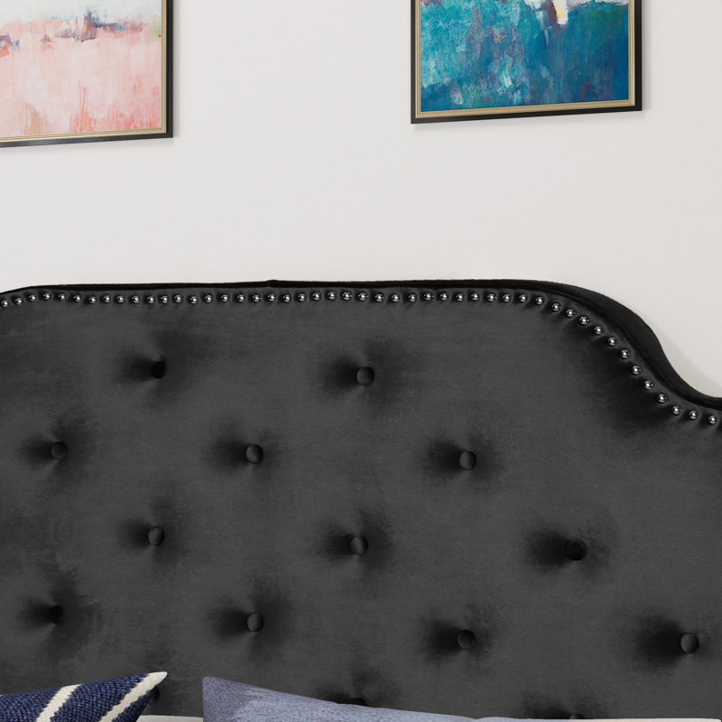 Tête de lit tapissier à panneau en métal Brooke-Elise, Double / grand, Noir