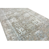 Hand-Knotted High-Quality Silver and Aqua Runner