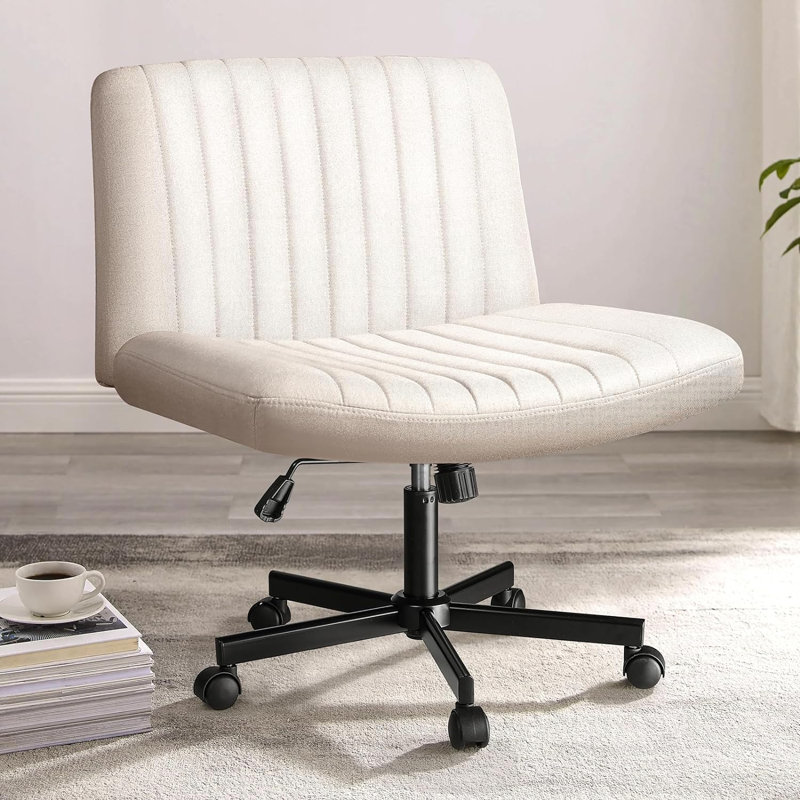 Chaise de travail pivotante en tissu Caelie, Beige