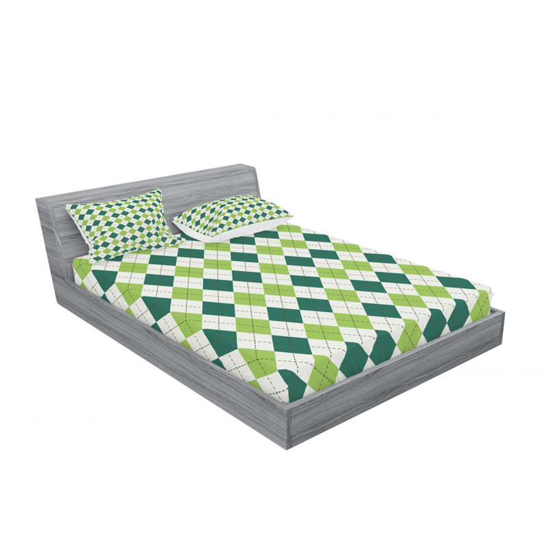Microfiber Geometric Sheet Set, Queen Sheet Set with Fitted Sheet
