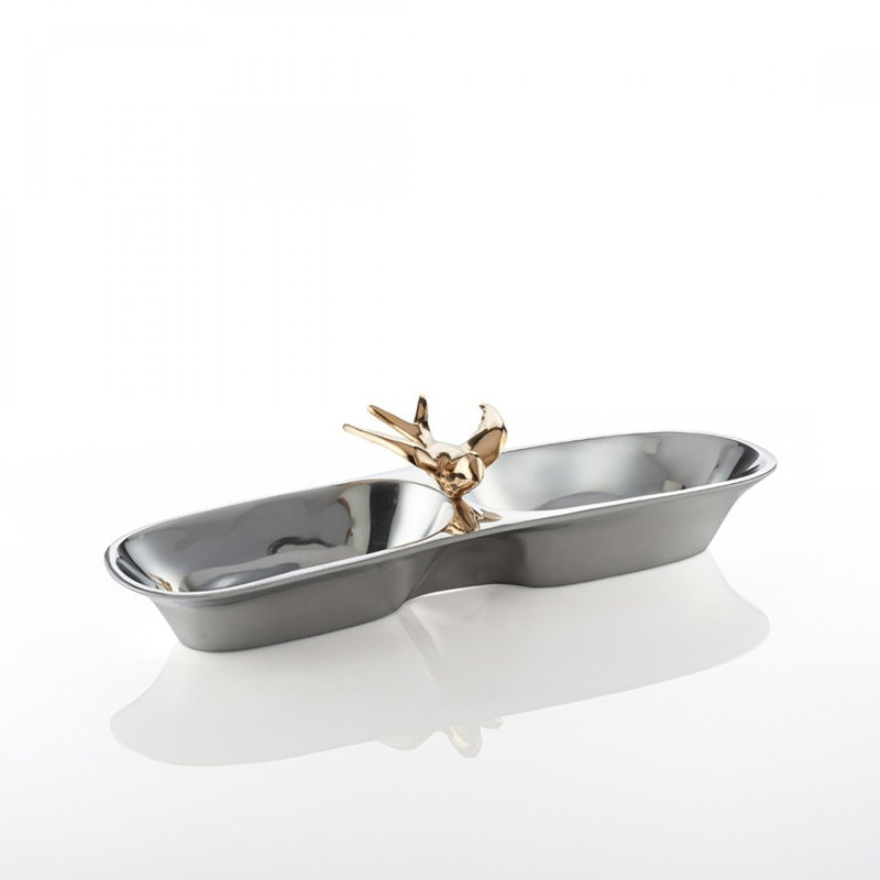 Bol décoratif abstrait en métal Dove et luxe en argent/or