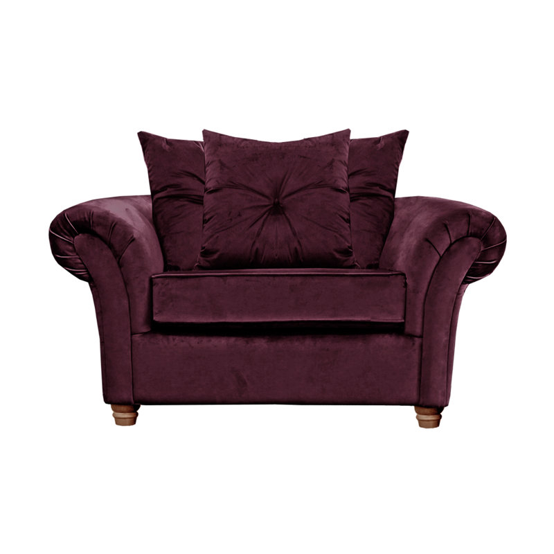 Lila 135cm W Velvet Rolled Arms Loveseat, Aubergine