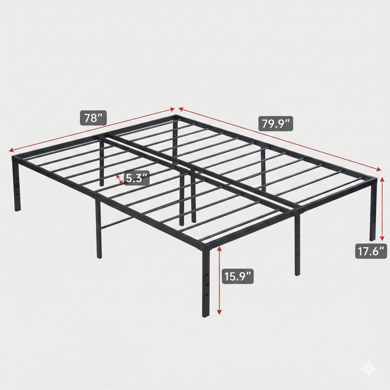 King-Sized Bed Frame Constructed From Heavy-Duty Metal. Quick And Easy Assembly, Operates Quietly. Available In Black.