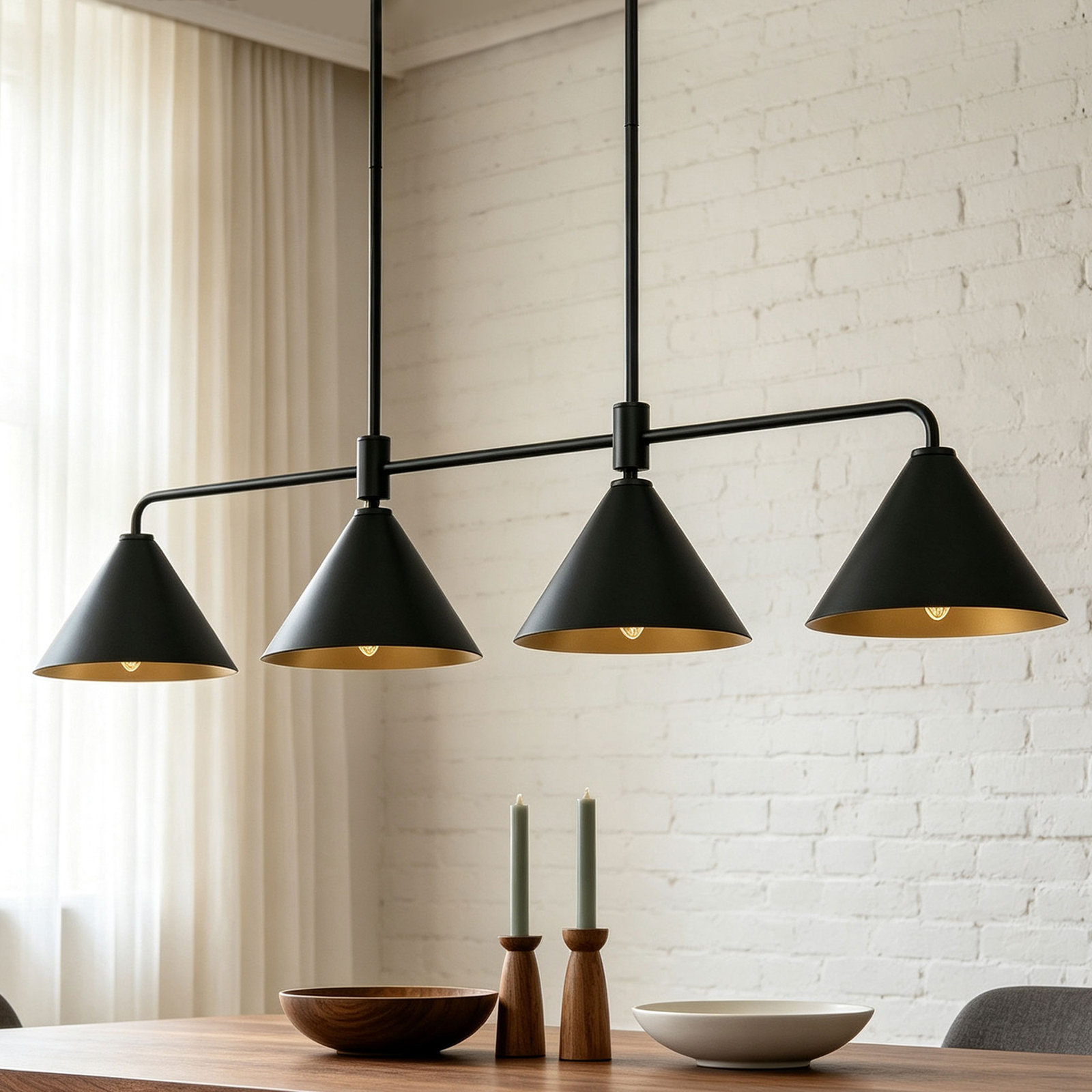 4 - Light Metal Chandelier, Black