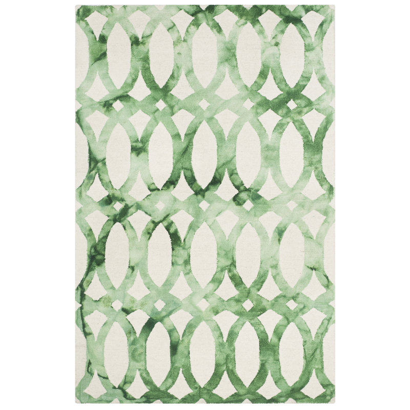 Tapis géométrique en laine / coton touffeté à la main Amekia, Rectangle 4 pi x 6 pi