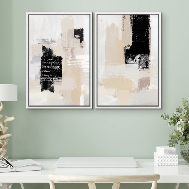 «Graffiti Style Paint Stroke Collage», 2 pièces, Blanc, H 24 po x l 16 po