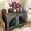  Table de bout en bois pour caisse de chien, chenil décoratif pour animaux avec portes doubles et loquets de sécurité pour petits chiens moyens, noir