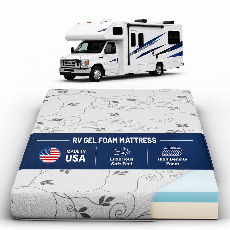 6-Inch High-Density Cooling Gel Memory Foam RV Mattress Replacement, Medium Firm, Camper Vans, 75" X 30", 75" x 30", 6"