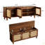 Upholstered Engineered Wood and Rattan Bench