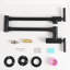 Robinet de remplissage mural noir, acier inoxydable, 2 poignées, 1,75 GPM, robinet de remplissage durable, noir, corps en acier