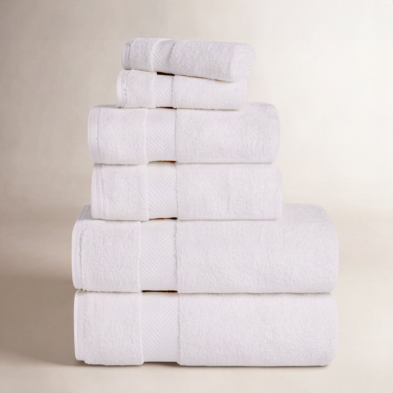 Hamachi Zero Twist Ultra Soft 6 Piece 100% Cotton Towel Set, White, 6 Piece Towel Set