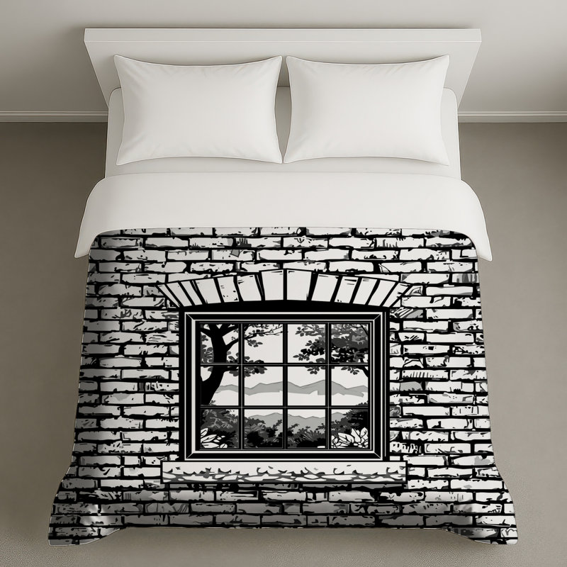 Brick Wall With Window Duvet Covers, Queen