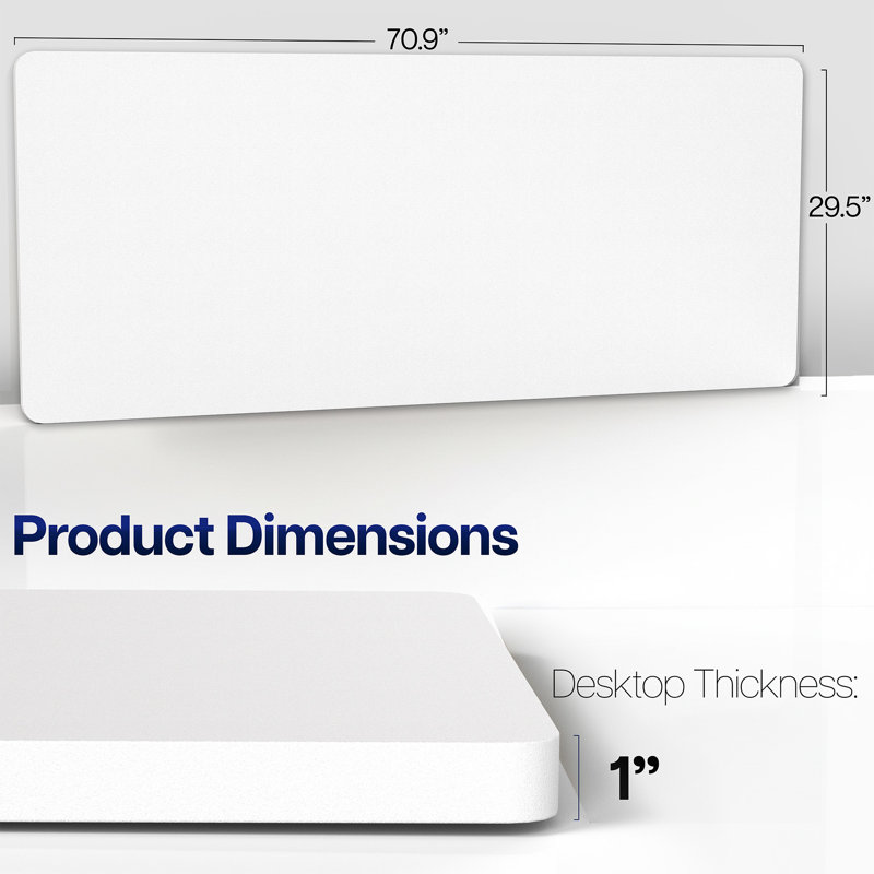 VIVO 71 x 30 inch Universal Solid Top for Sit Stand Desk Frames, White, 1-Piece, 71" x 30"