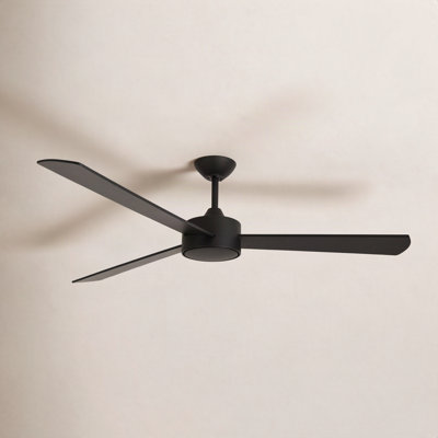 52" DC Ceiling Fan with Remote Control, Modern Black Ceiling Fan with Reversible Blades