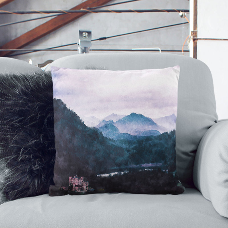 Hohenschwangau Castle Painting Cushion with Filling, 40cm H x 40cm W x 15cm D
