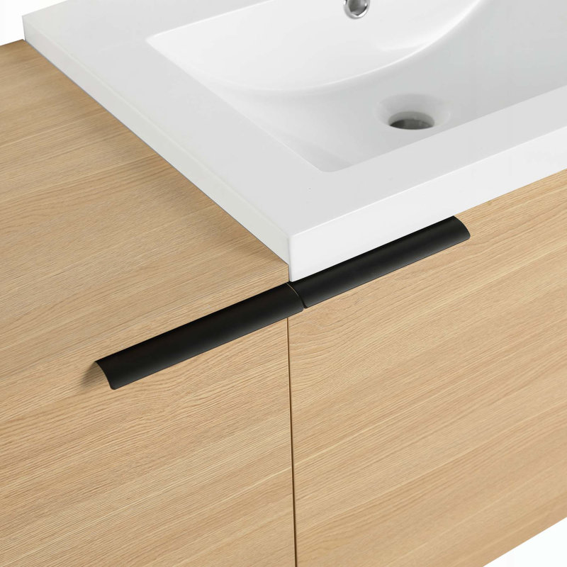 Ensemble de meuble-lavabo moderne avec rangement spacieux et design élégant, Chêne