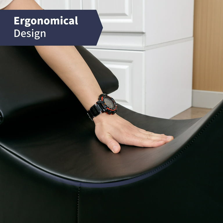 Chaise longue incurvée courbée en similicuir et ergonomique avec housse amovible et lavable, noir, Similicuir noir