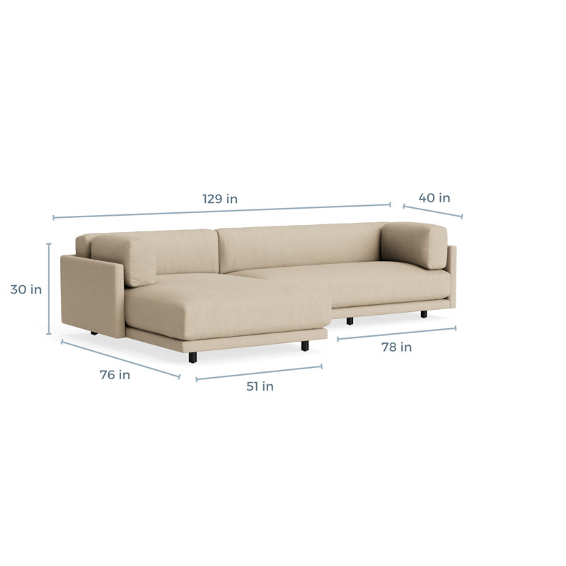 MTO - Sunday Small Sofa w/ Chaise, Left, Kelso Camel