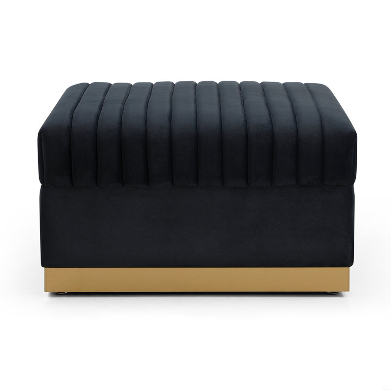 Werbel Velvet Ottoman, Black Velvet