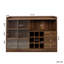 Grand buffet de rangement avec portes coulissantes en verre, fonctionnant comme support, convenant à différents espaces, design moderne, couleur noyer, panneau de particules + armoire idéale pour la cuisine, le garage et