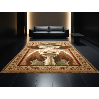 Tapis moelleux et moelleux à motif abstrait moderne et contemporain St Patties brun et beige