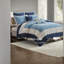 Ensemble de literie bleu marine, courtepointe en microfibre avec coussins décoratifs, style traditionnel