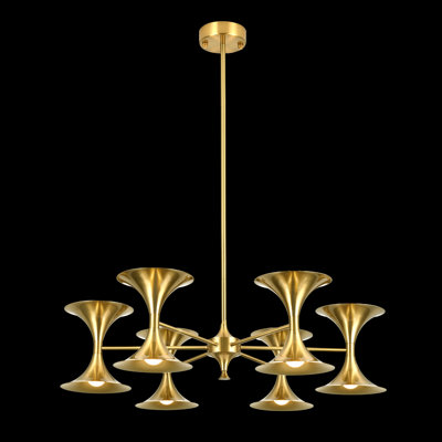 6-light Gold Chandelier With Trumpet Shaped Shade