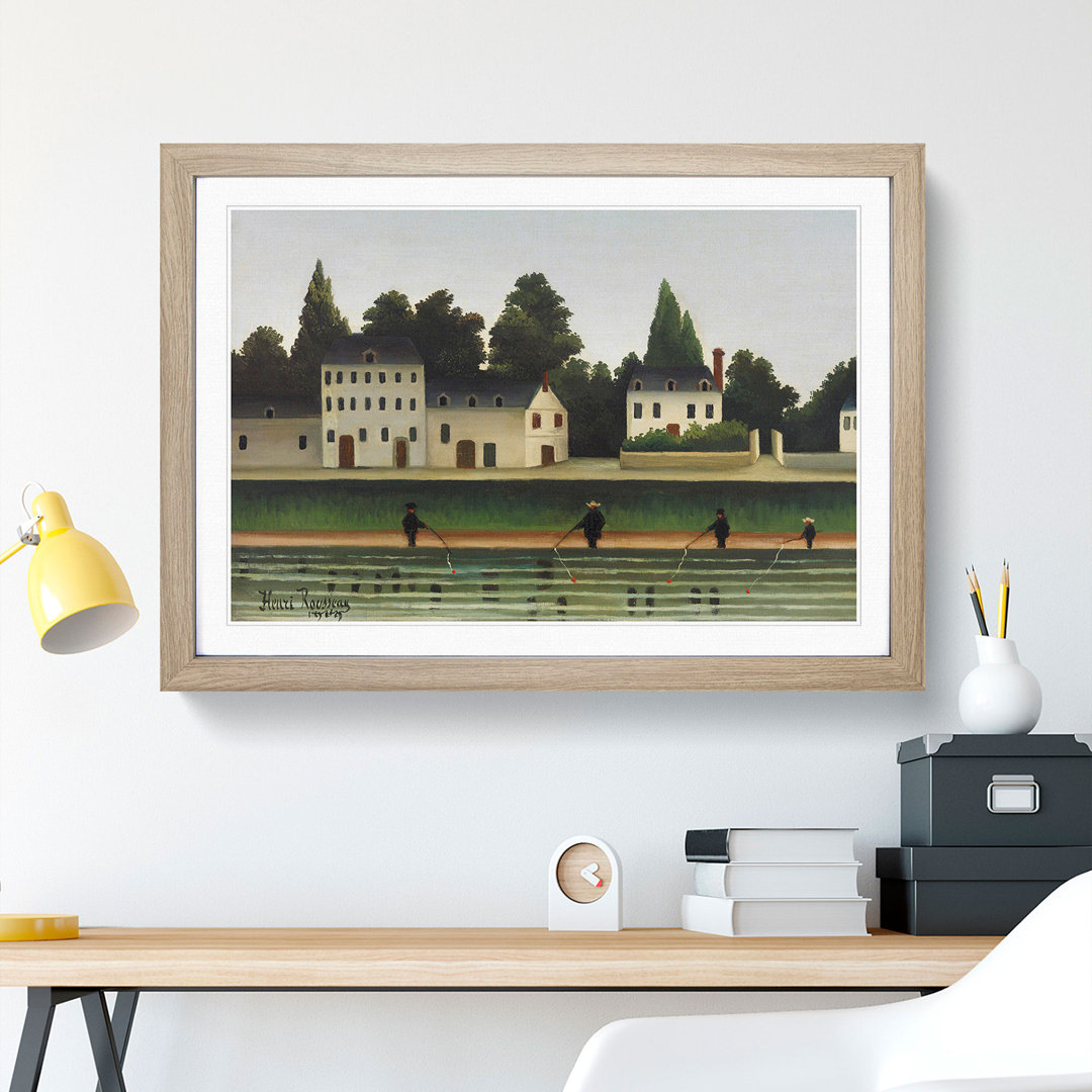 Landscape and Four Fisherman by Henri Rousseau - Picture Frame Painting