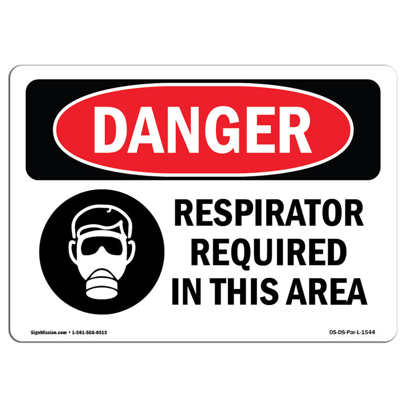Masque de protection respiratoire requis dans cette zone, H 12 po x l 18 po x P 0,1 po