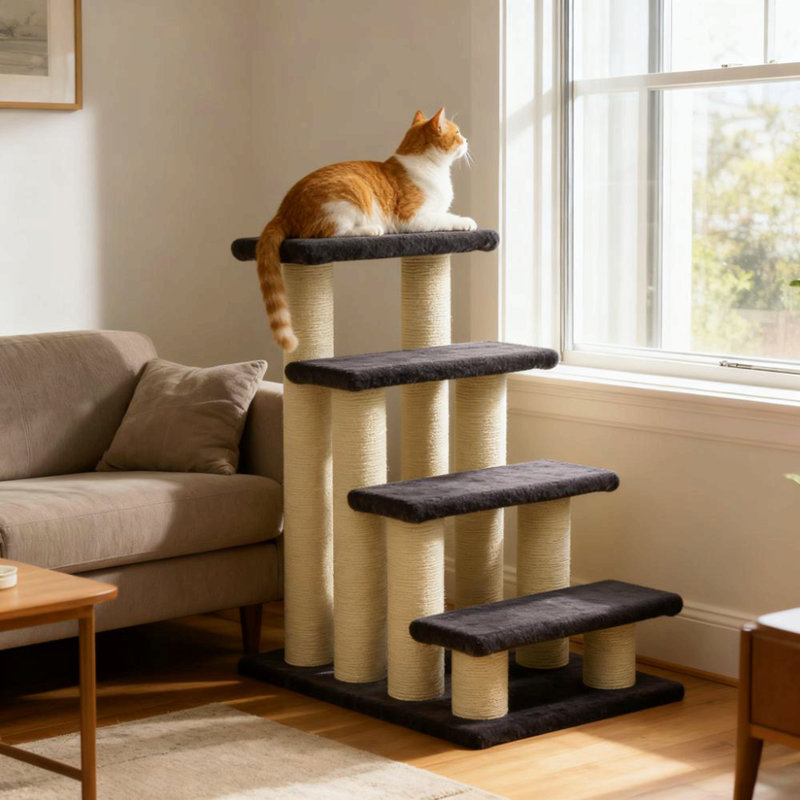 Tour pour chat à 4 niveaux, centre d'activité pour chat et poteau à griffer en sisal, H 23,33 po x l 15,93 po x L 23,53 po