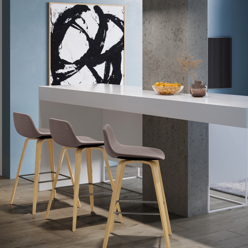 Of 2 Counter Stools , Legs, Fashionable Chic 2Pcs Modern Upholstered Seat