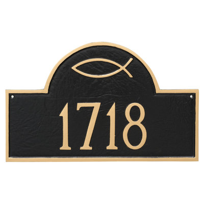 Plaque d’adresse murale sur 1 ligne icthus
