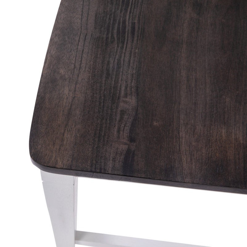 Tabouret de salle à manger en bois massif de qualité commerciale, White/Brown, 2