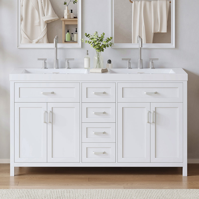 Freestanding Standard Free Standing Single Double Vanity Bathroom Vanity With Resin Top