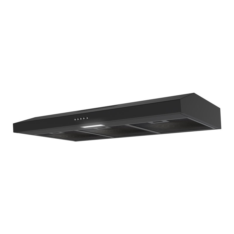 Streamline 36 in. Cosenza Ductless Undermount 80 CFM Range Hood in Grit Black with Mesh Filters, Push Button Control, LED Light