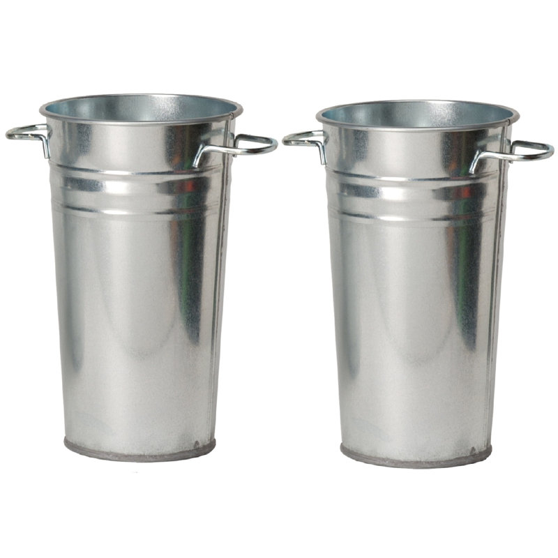 Pot de fleurs en acier galvanisé, Argent, H 9,5 po x l 6 po x P 6 po