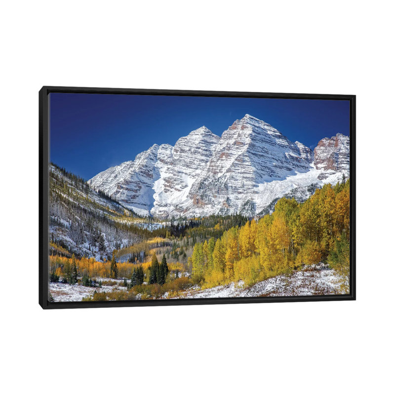 Pics de aspen dans la forêt, H 18 po x l 26 po x P 1,5 po, Toile avec cadre noir, Pas de tapis