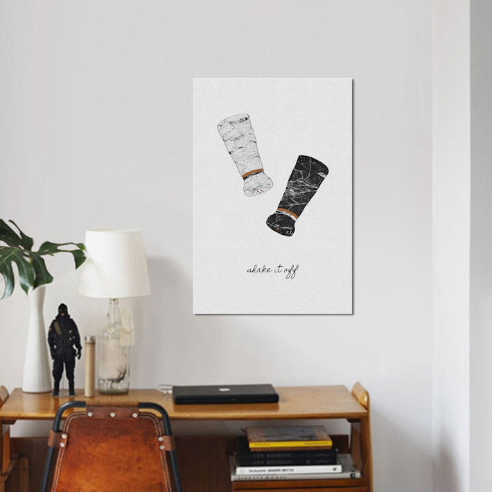 « secoue it off », impression sur toile, H 12 po x l 8 po x P 0,75 po, Pas de tapis, Toile tendue