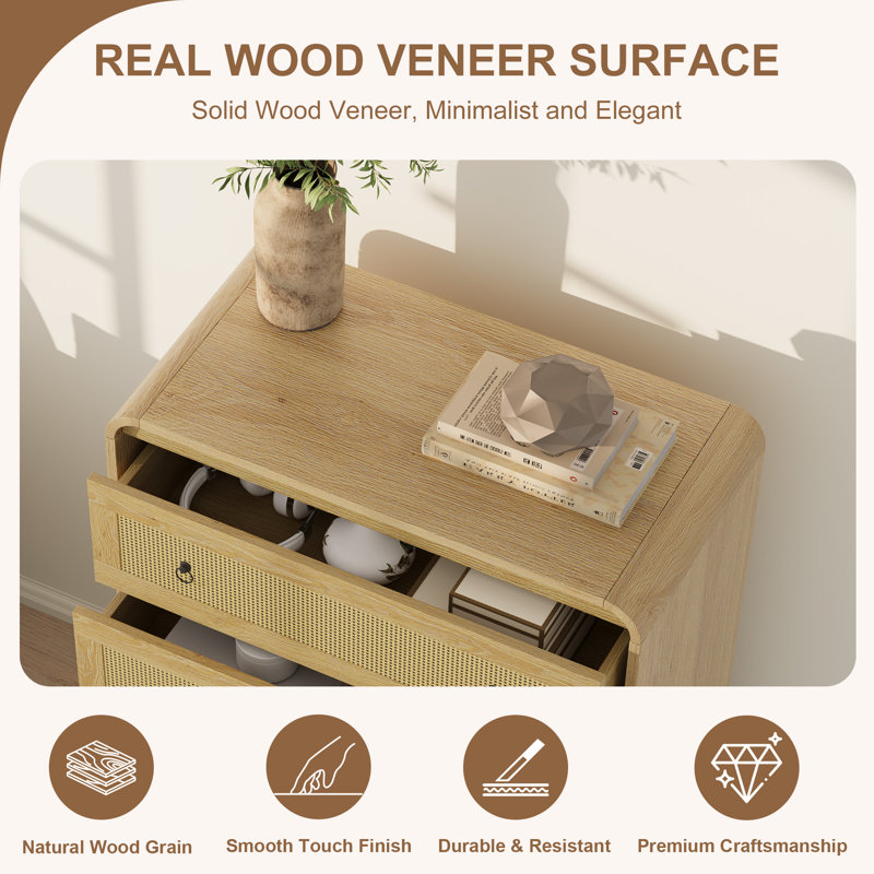  Commode 5 tiroirs Modern, Naturel / Beige